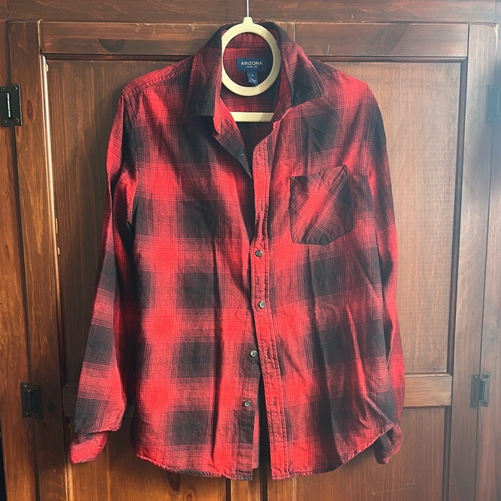 ARIZONA JEAN CO FLANNEL PLAID BUTTON DOWN SHIRT